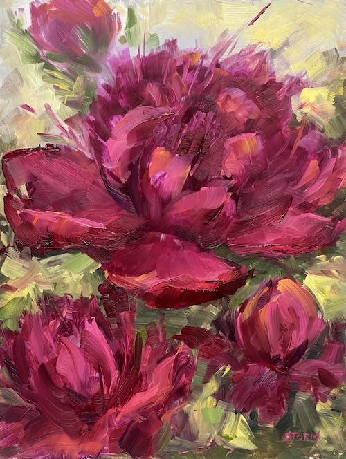 Pink Peonies 12x9 $490 at Hunter Wolff Gallery